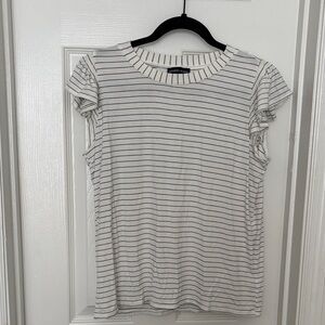 White Striped Short Sleeve Top